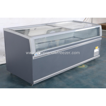 Combined supermarket freezer for meat and seafood display